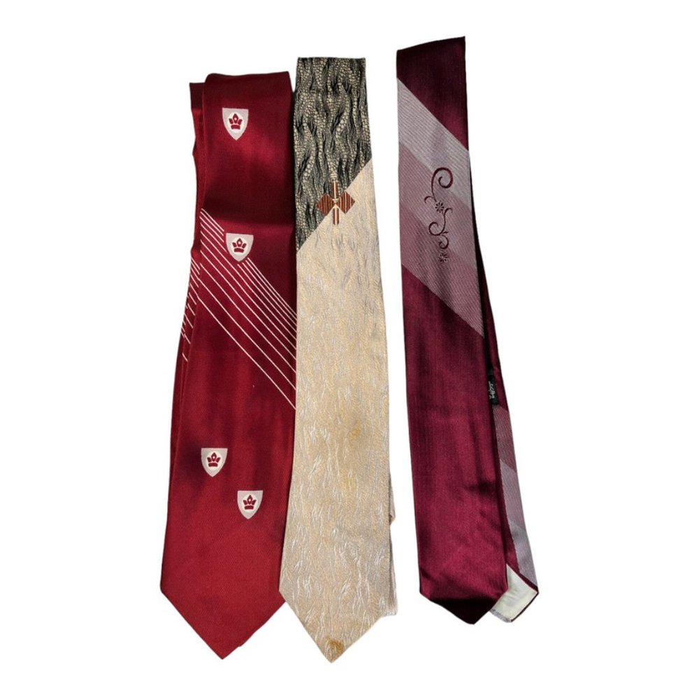 Skinny Ties in Burgundy and Cream‎